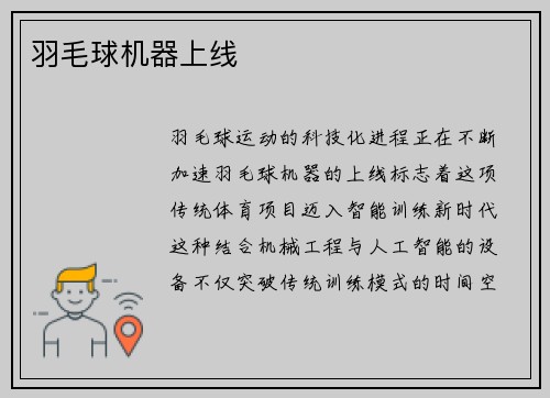 羽毛球机器上线