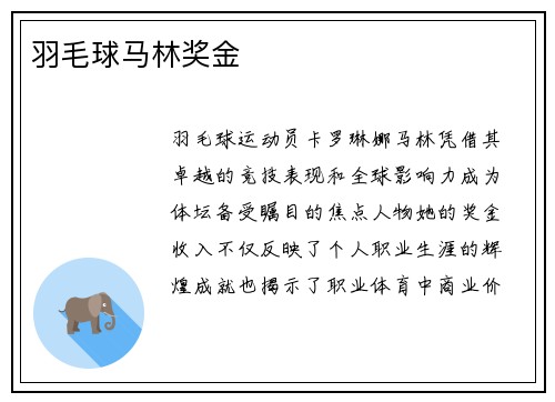 羽毛球马林奖金